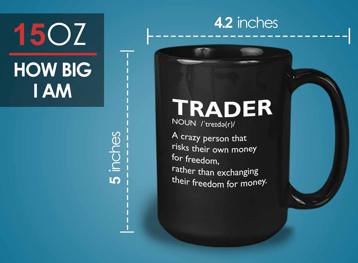 Taza de café del mercado de valores – Trader Definition Crazy Personson – Day Trader Brokers Asesor financiero Investor Office Saving Bitcoin Investing Trading Planner 15 oz Negro