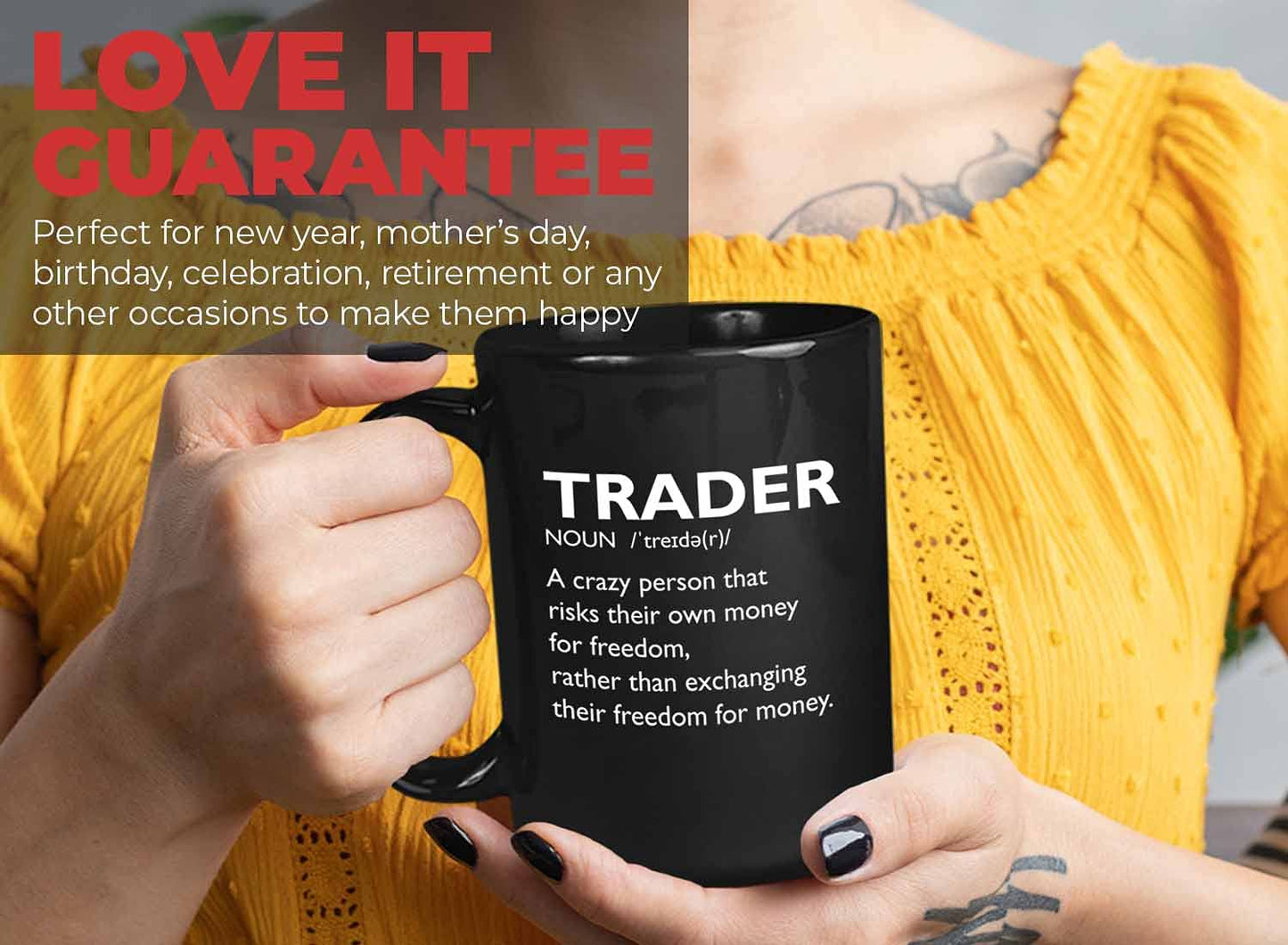 Taza de café del mercado de valores – Trader Definition Crazy Personson – Day Trader Brokers Asesor financiero Investor Office Saving Bitcoin Investing Trading Planner 15 oz Negro