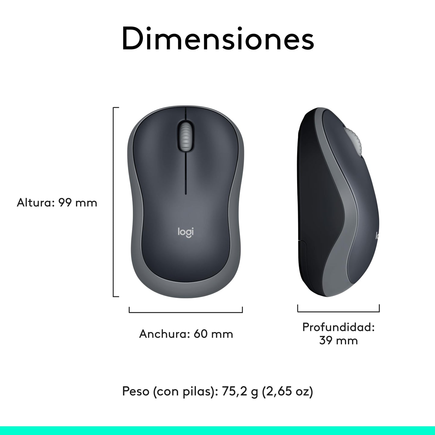 Logitech M185 Ratón Inalámbrico, 2.4GHz con Mini Receptor USB, Batería de 12 Meses, Seguimiento Óptico con Resolución de 1000 dpi, Ambidiestro, Compatible con PC, Mac, Portátil - Gris