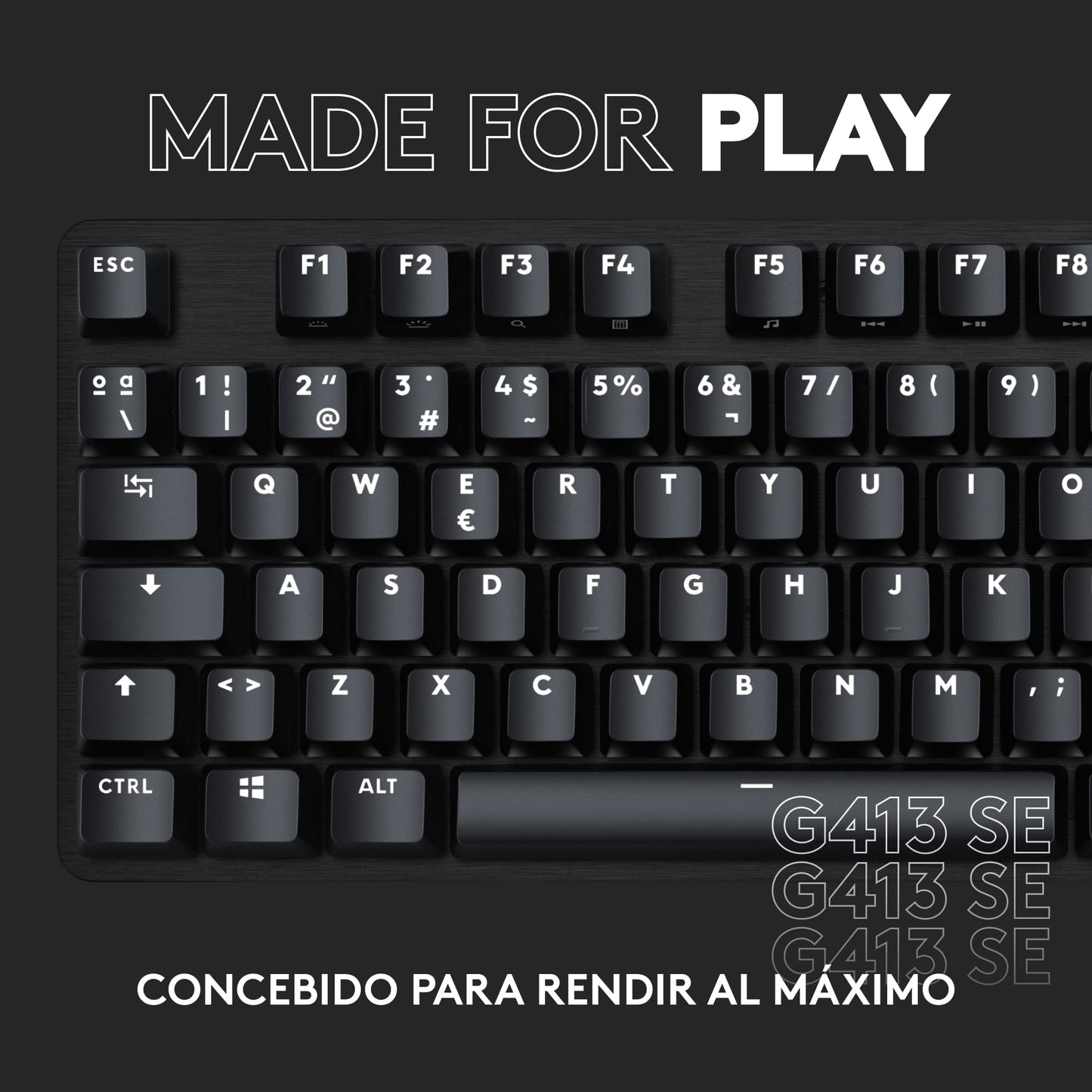 Logitech G413 SE Full-Size Teclado Mecánico para Gaming - Retroiluminado con Interruptores Mecánicos Táctiles, Anti-Ghosting, Compatible con Windows, macOS, Disposición QWERTY Español - Negro