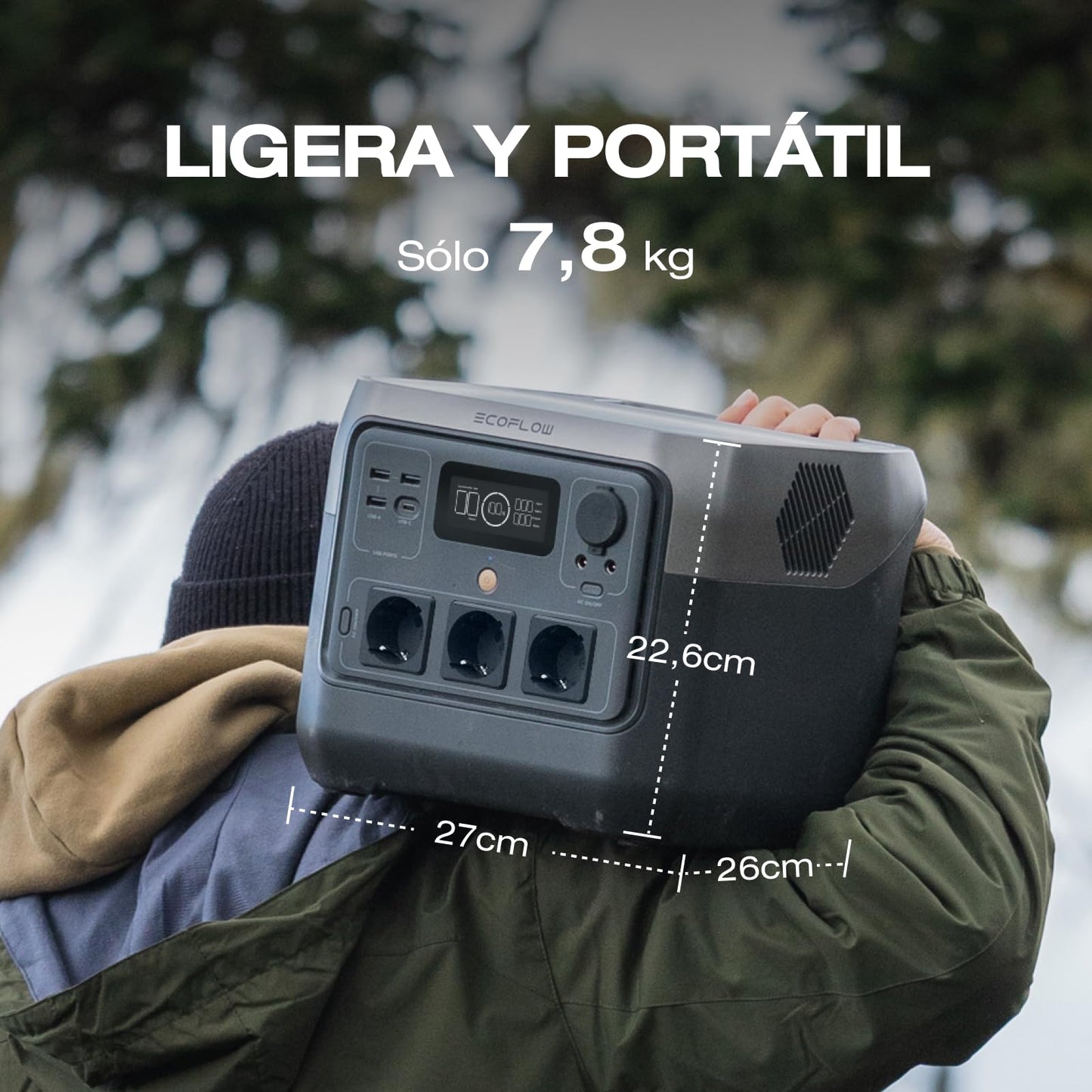 Estación de energía portátil ECOFLOW RIVER 2 Pro, batería LiFeP04 de 768 Wh, carga rápida en 70 minutos, 3 tomas de CA de 800 W de potencia, generador solar para aire libre/caravanas
