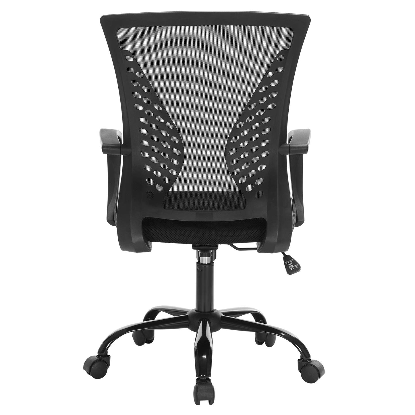 SONGMICS, Silla Giratoria, Regulable en Altura, Función de Inclinación, Respaldo y Asiento de Malla Transpirable, para Estudio de Oficina, Carga Máx. 120 kg, Negro OBN22BK, 58 x 60,5 x (96-104) cm