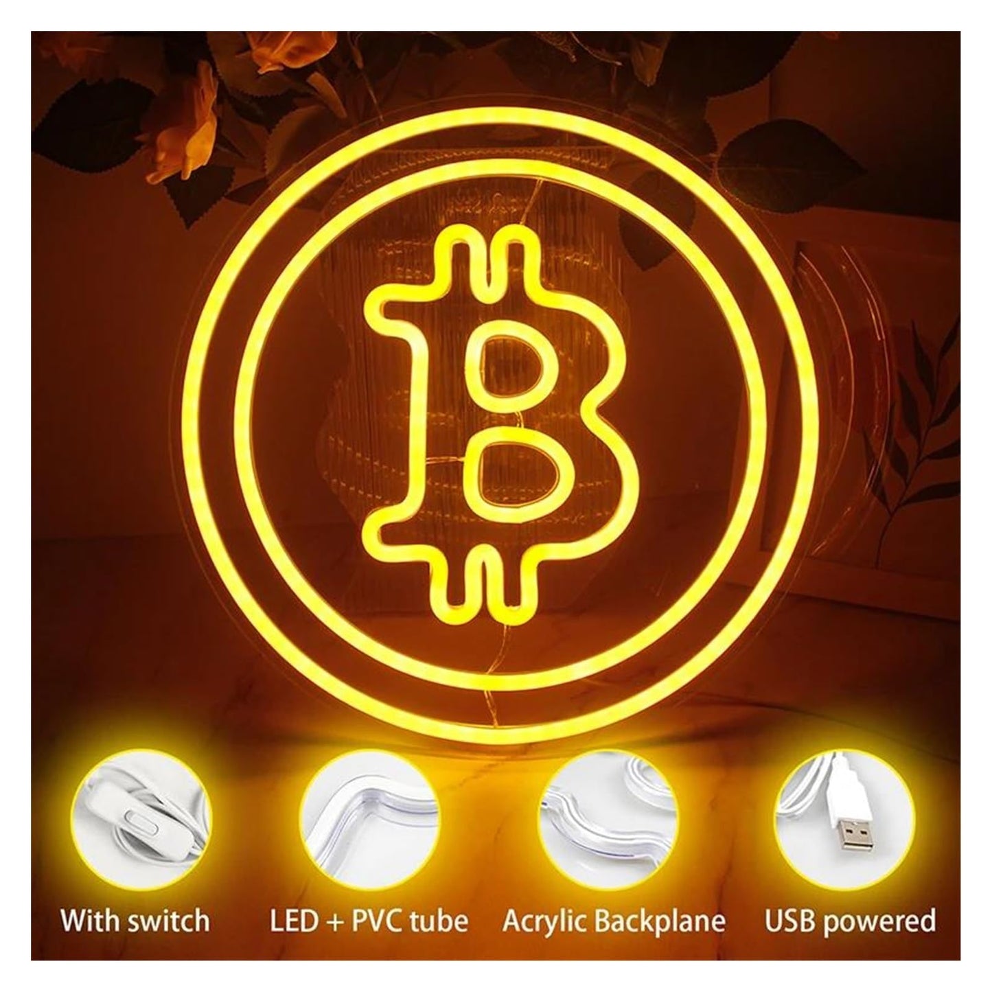 SHOUXI Decoración Lámparas Señales De Luz De Neón LED Bitcoin Bar Restaurante Decoración Tienda Interior Lámpara De Neón Publicidad Comercial Decoración De Pared