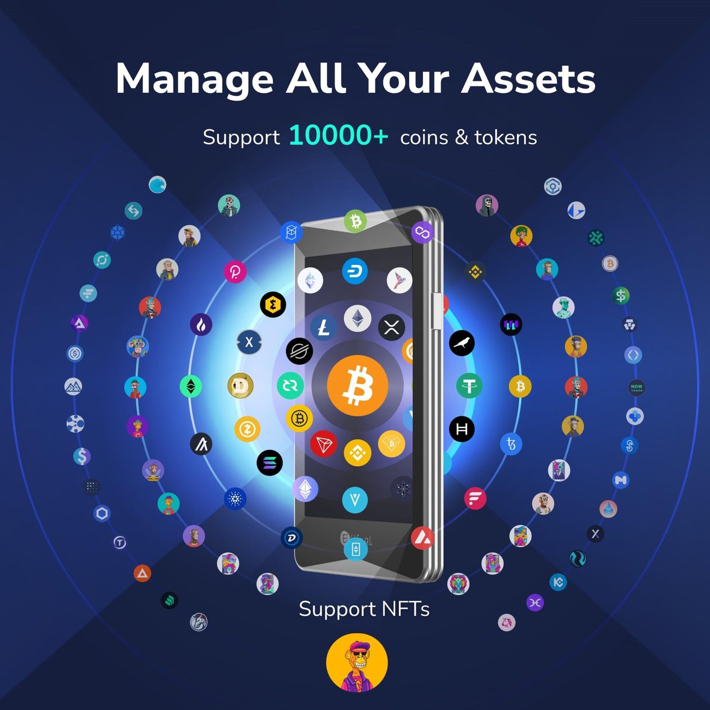 ELLIPAL Titan 2.0 Crypto Cold Wallet, Hardware Wallet, 100% Offline, Air-Gapped - The Safest Crypto Wallet for Over 10,000 Coins & Tokens & NFTs, Gray, Normal