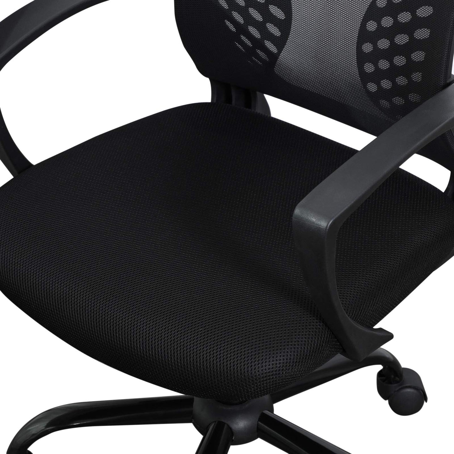 SONGMICS, Silla Giratoria, Regulable en Altura, Función de Inclinación, Respaldo y Asiento de Malla Transpirable, para Estudio de Oficina, Carga Máx. 120 kg, Negro OBN22BK, 58 x 60,5 x (96-104) cm