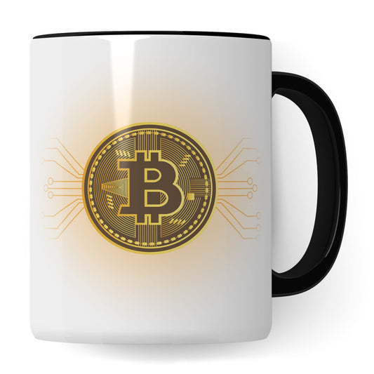 BTC taza regalo Bitcoin taza de café idea de regalo para inversores taza de café criptomoneda taza (blanco y negro)