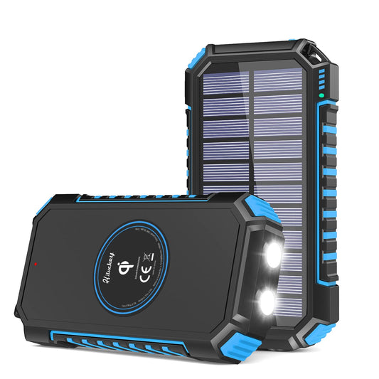 Hiluckey Cargador Solar 26800mAh Power Bank Portátil Batería Externa Inalámbrico con USB C Carga Rápida, 4 Salidas para Smartphones, Tablets