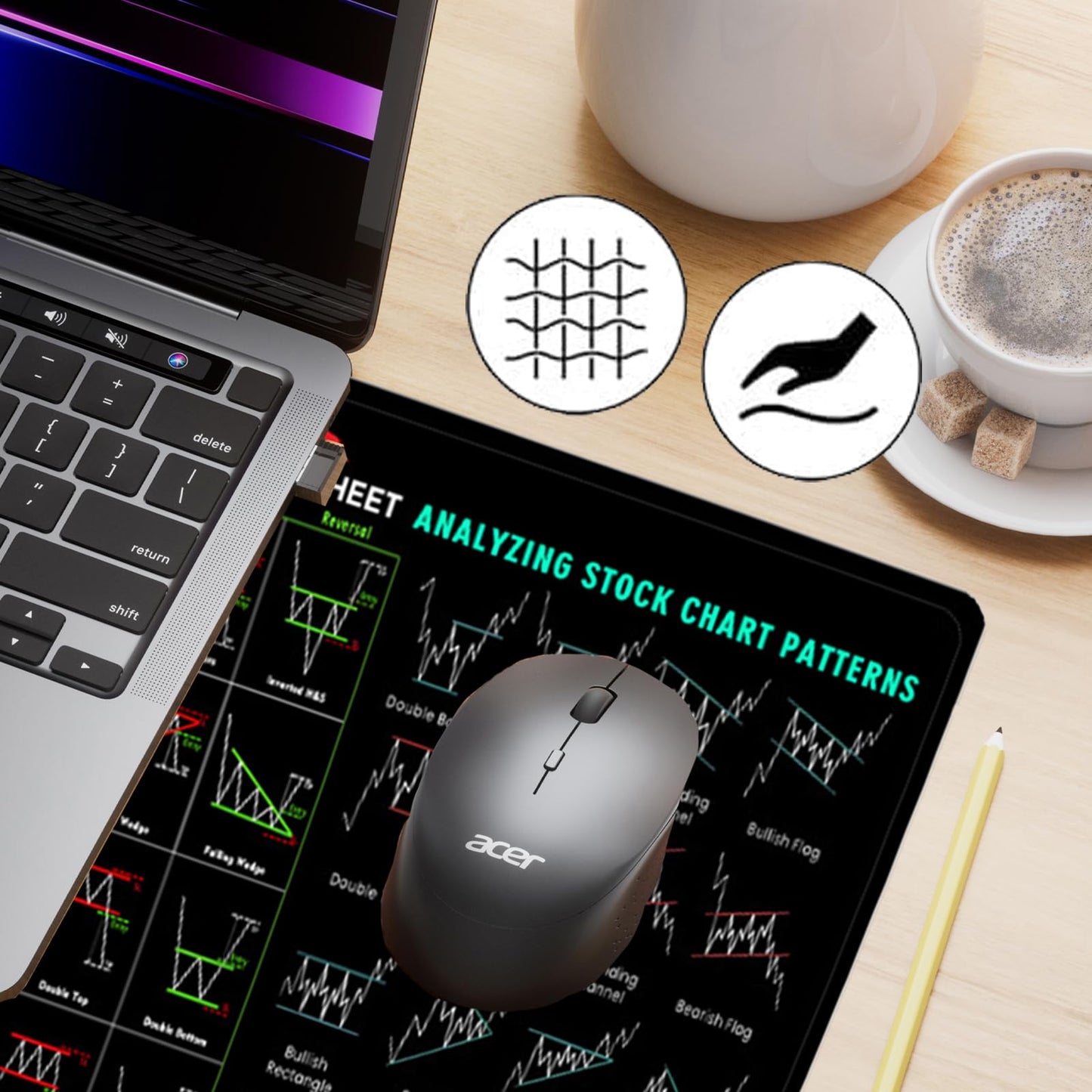 YOUYIKE Alfombrilla de escritorio Trading Mousepad,Trading Diagrammmodus BöRse Investieren Daytrader Desktop Grande Antideslizante Trading Matte Andress,Inversionista Regalo （30 * 80cm）