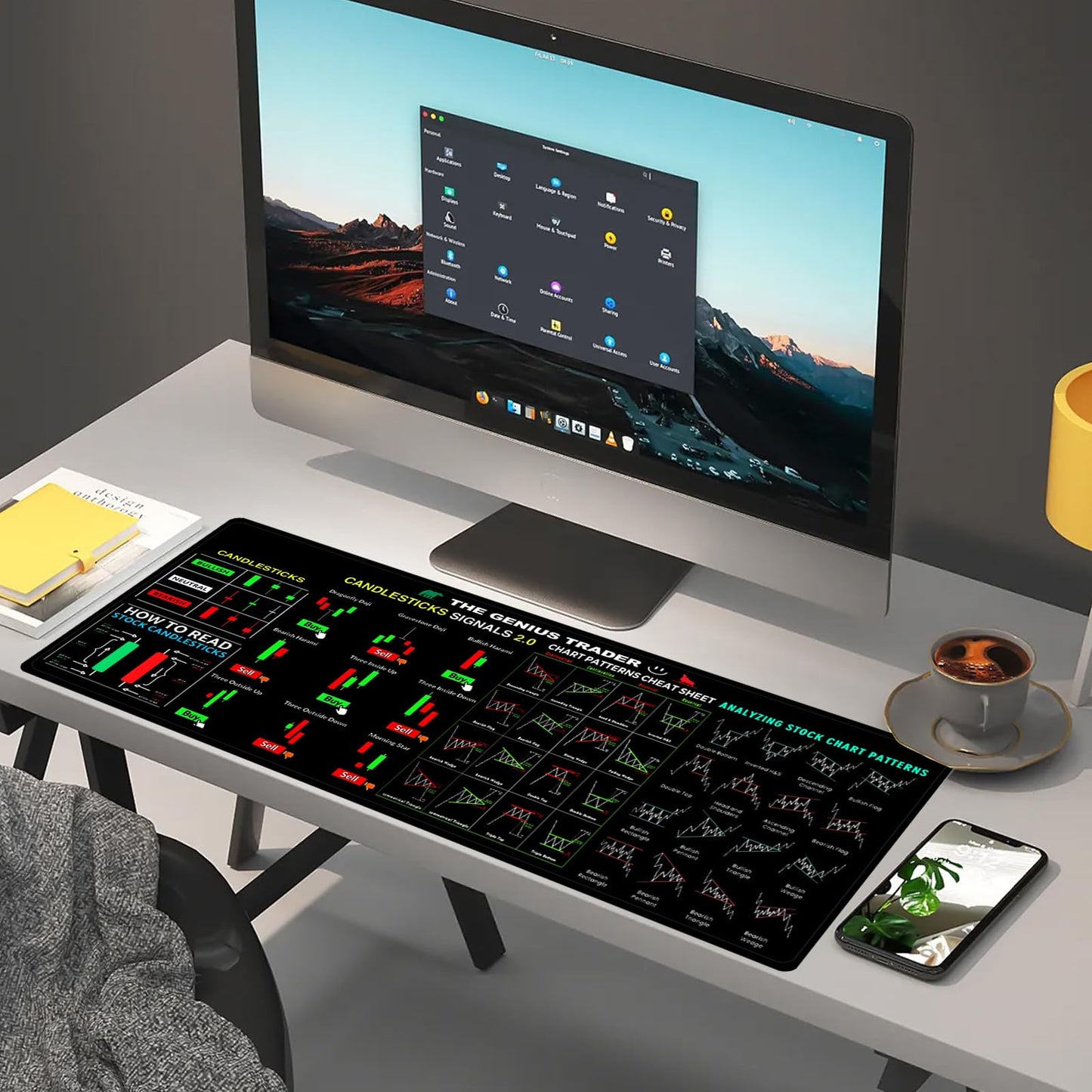 YOUYIKE Alfombrilla de escritorio Trading Mousepad,Trading Diagrammmodus BöRse Investieren Daytrader Desktop Grande Antideslizante Trading Matte Andress,Inversionista Regalo （30 * 80cm）