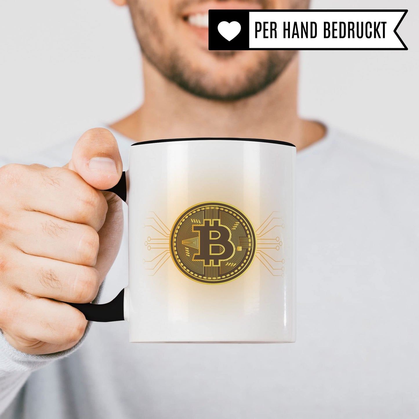 BTC taza regalo Bitcoin taza de café idea de regalo para inversores taza de café criptomoneda taza (blanco y negro)