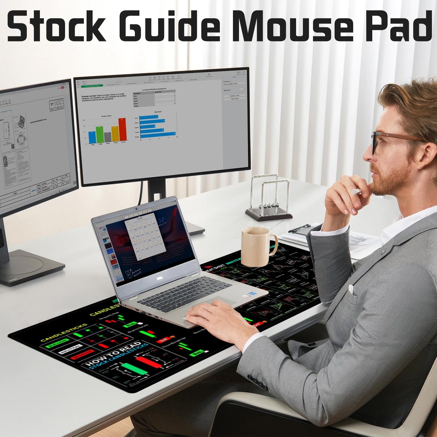 YOUYIKE Alfombrilla de escritorio Trading Mousepad,Trading Diagrammmodus BöRse Investieren Daytrader Desktop Grande Antideslizante Trading Matte Andress,Inversionista Regalo （30 * 80cm）