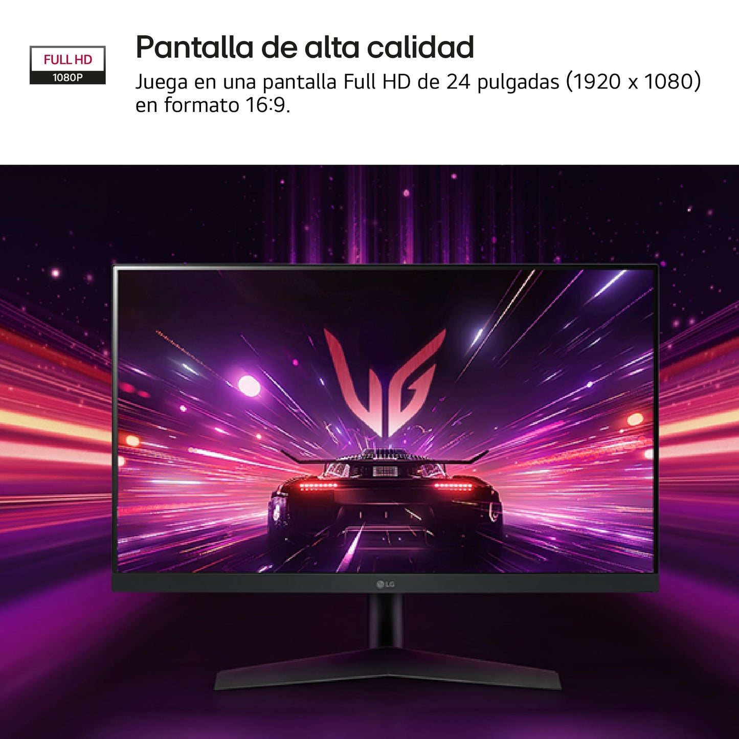 LG 24GS60F B - Monitor Ultragear, 24 Pulgadas, FHD 1080p, 16:9; Panel IPS, 1920x1080, Clasificación E, 180 Hz, 1ms, Negro