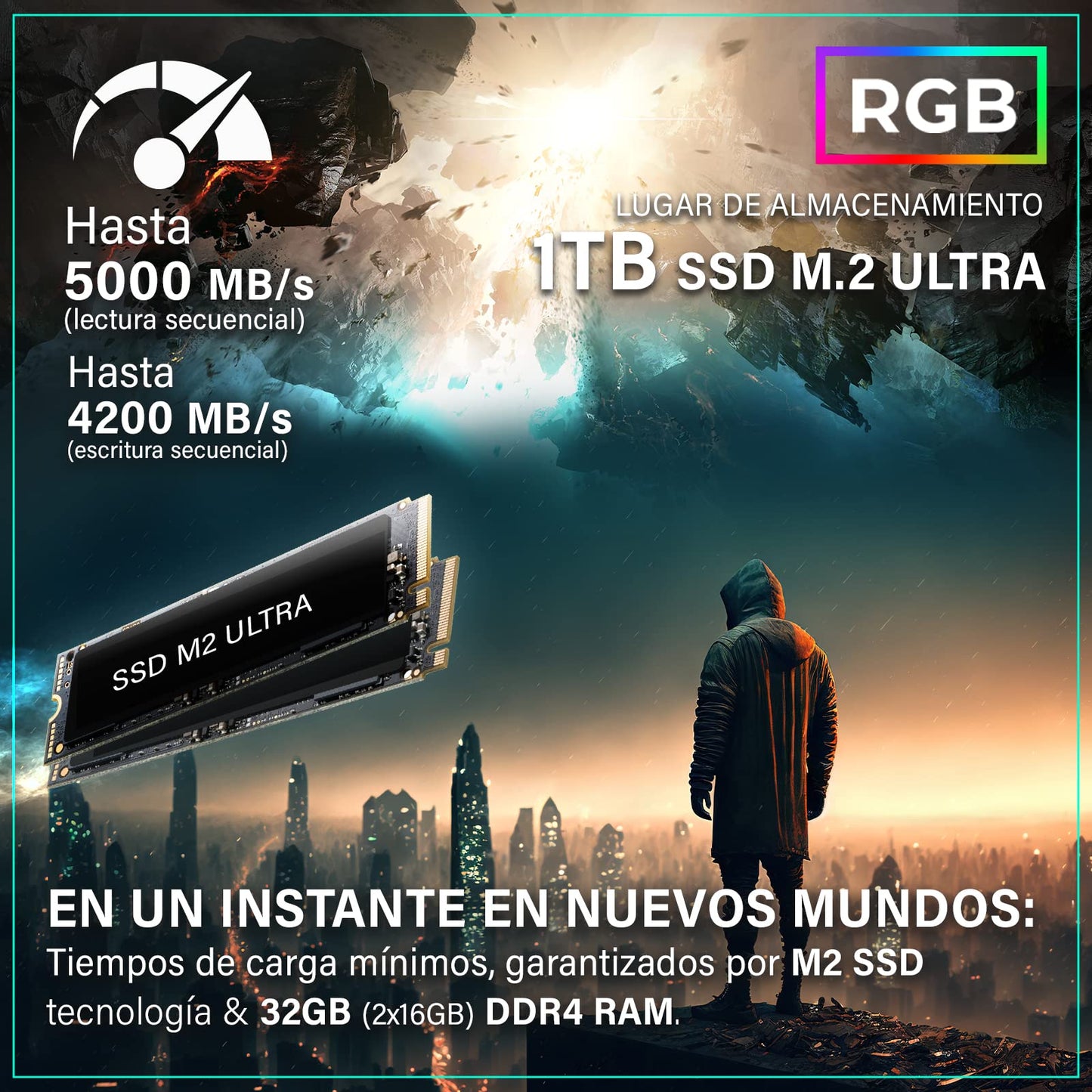 Greed®Mk2 Pro - 4K High End Gaming PC Raytracing - Intel Core i7 13700KF + Nvidia Geforce RTX 5070-5,4 GHz Ultra-rápido RGB + Ordenador de sobremesa - 32 GB DDR4 RAM - 1TB SSD - WLAN + W11 Pro