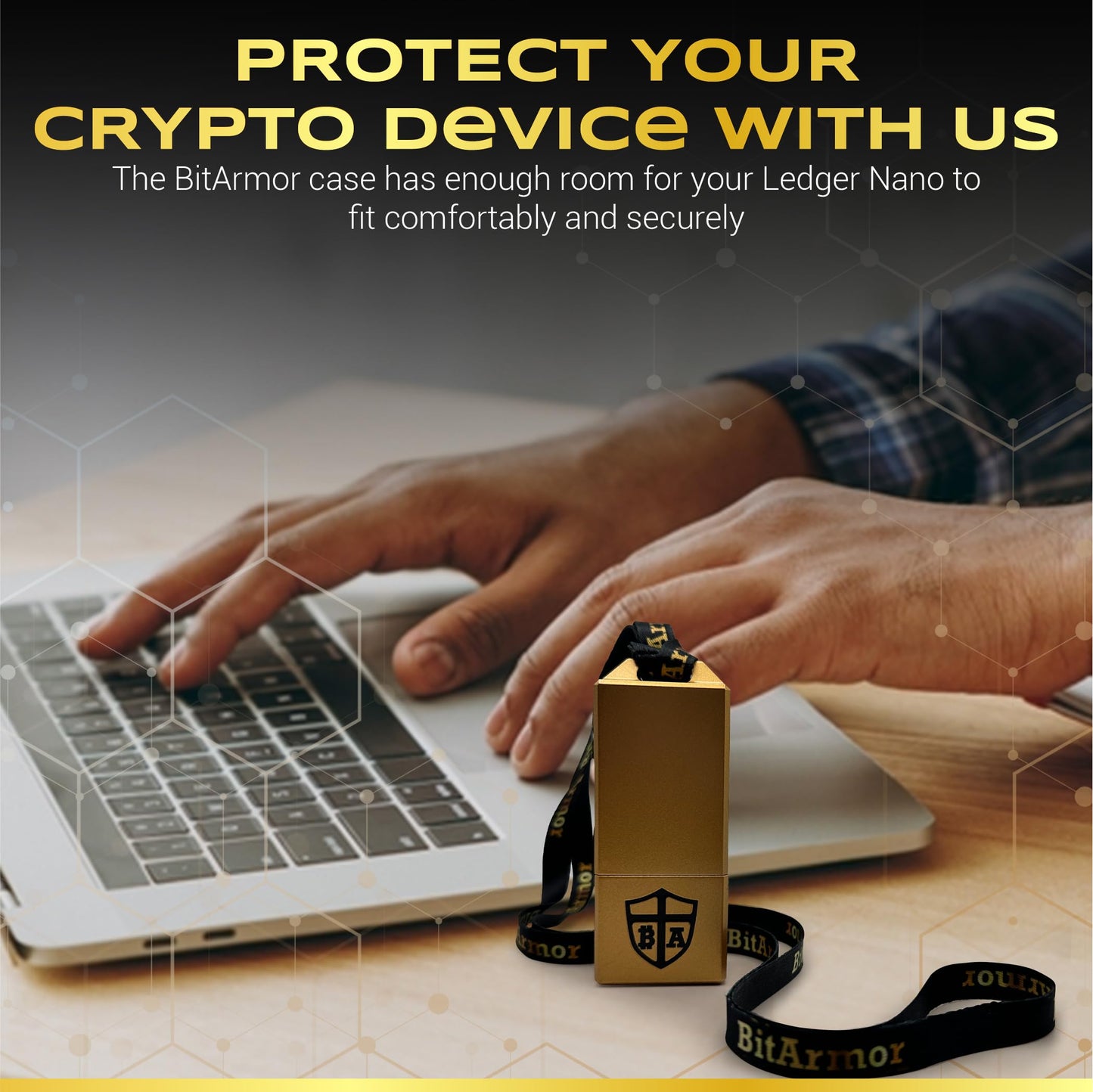 BitArmor Yubikey - Funda protectora para Ledger Nano X, S, S Plus, resistente al agua, al fuego y a los golpes, para almacenamiento en frío, para Bitcoin, Ethereum, XRP, unidad USB, Yubikey (dorado)