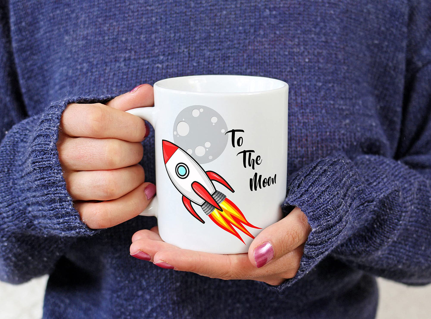 Taza Criptomonedas Bitcoin To The Moon Taza Desayuno, Taza de Café Cerámica Blanca Capacidad 330ml, Regalos Originales (Bitcoin)
